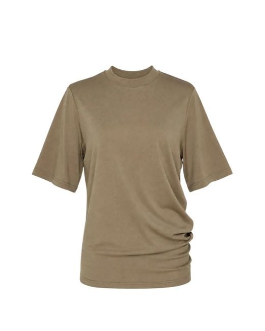 Club21 Collection Natural Ruched Mock-Neck T-Shirt