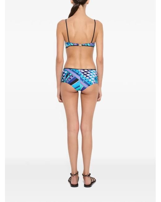 Emilio Pucci Blue Vivara-Print Balconette Bikini Top