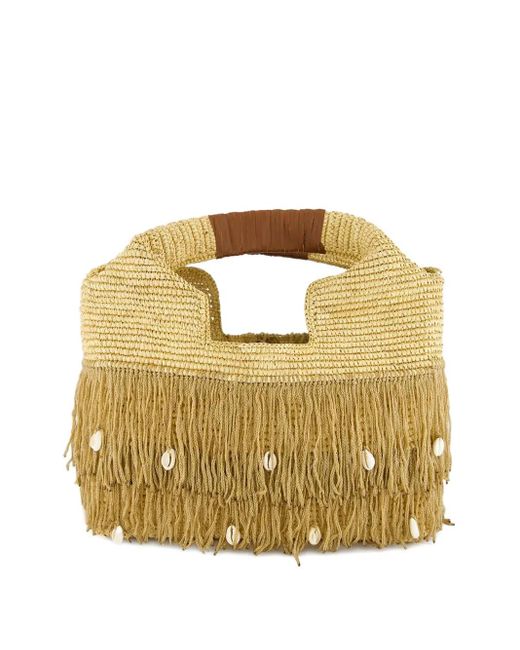 Sensi Studio Metallic Fringed Straw Handbag