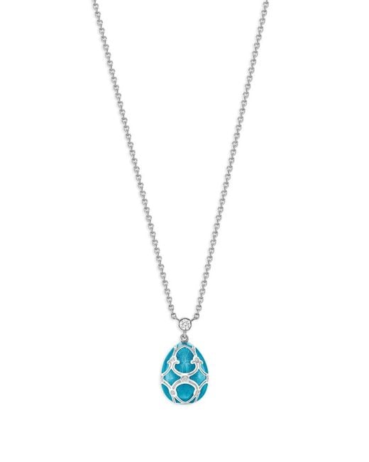 Faberge Blue 18Kt Heritage Petite Egg Diamond Necklace