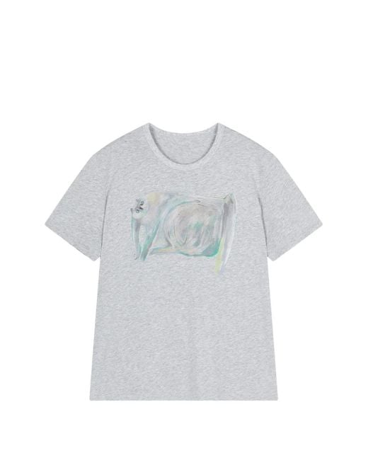 JNBY Gray Cat-Print Short-Sleeve T-Shirt