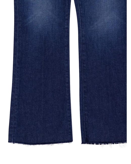 Mother Blue Frayed Bootcut Jeans
