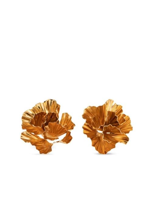 Jennifer Behr Metallic Danu Flower-detailing Earrings