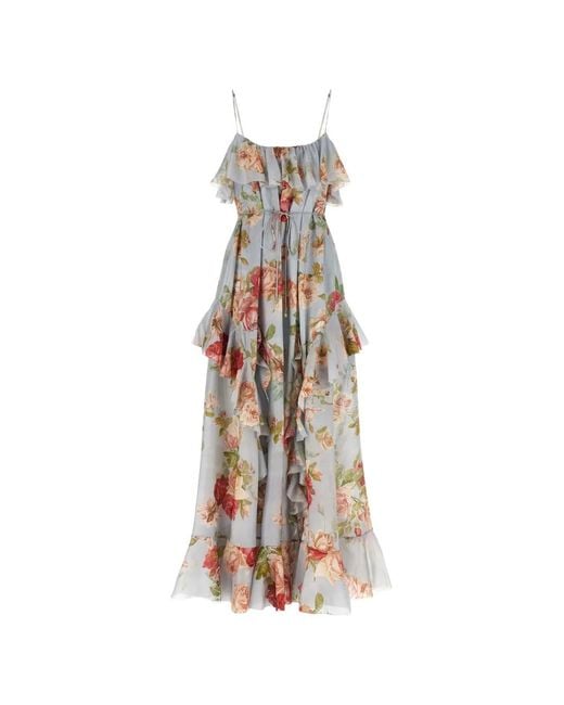 Zimmermann White Maxi Roselight Frill Dress