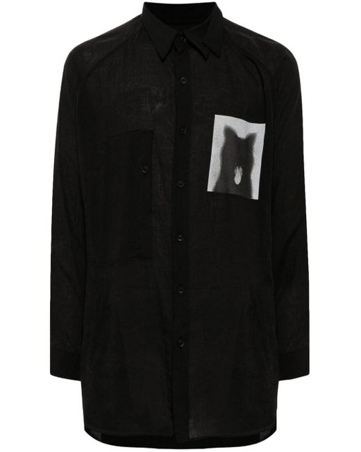 Yohji Yamamoto Black Graphic-print Shirt for men