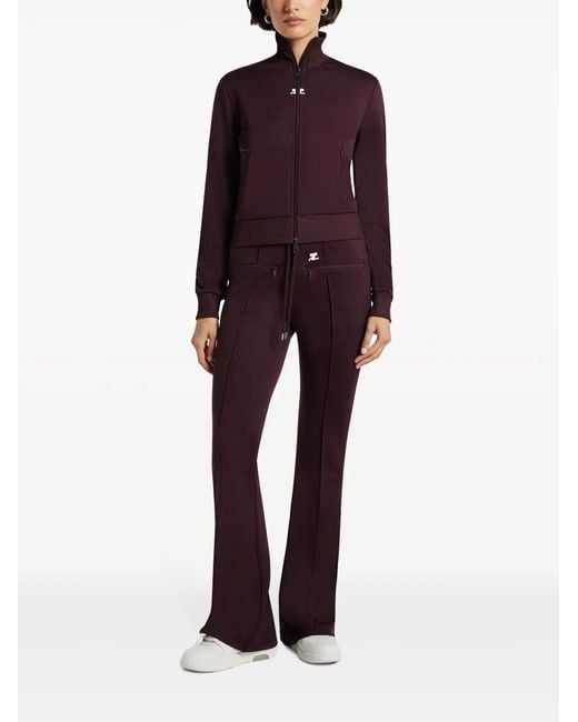 Courreges Purple High-Neck Zip-Up Sweatshirt