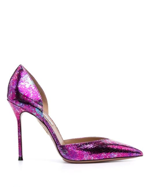 Zapatos de tacón con efecto metalizado Aquazzura de color Purple