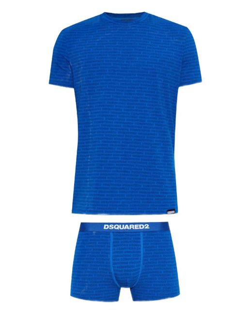 DSquared² Blue Jacquard Pattern Boxers for men