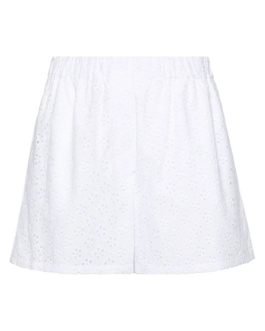 KENZO White Shorts With Broderie Anglaise