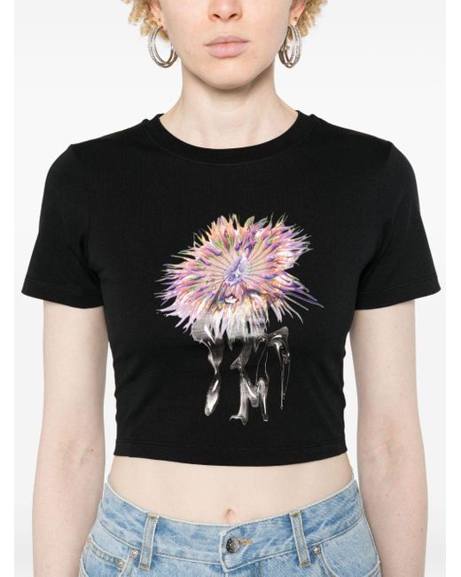 T-shirt crop Anemone en coton Mugler en coloris Black