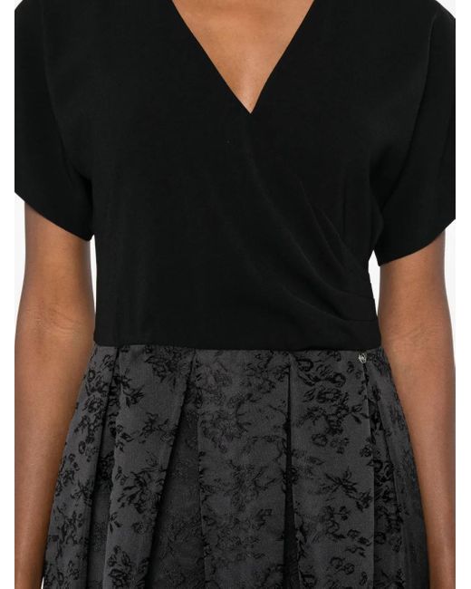 Nissa Black Floral-Pattern Dress