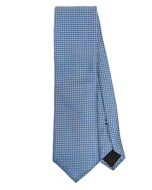 Boss Blue Check-pattern Silk Tie for men