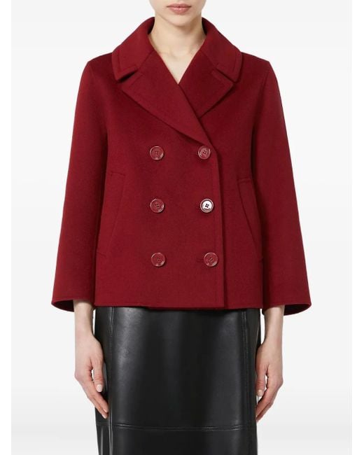 Max Mara Red Elise Double-Breasted Wool Jacket