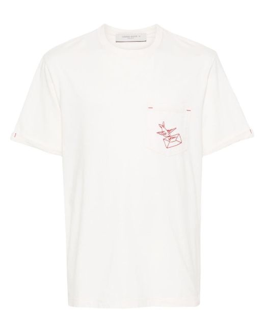 Camiseta con diseño bordado Golden Goose Deluxe Brand de hombre de color White
