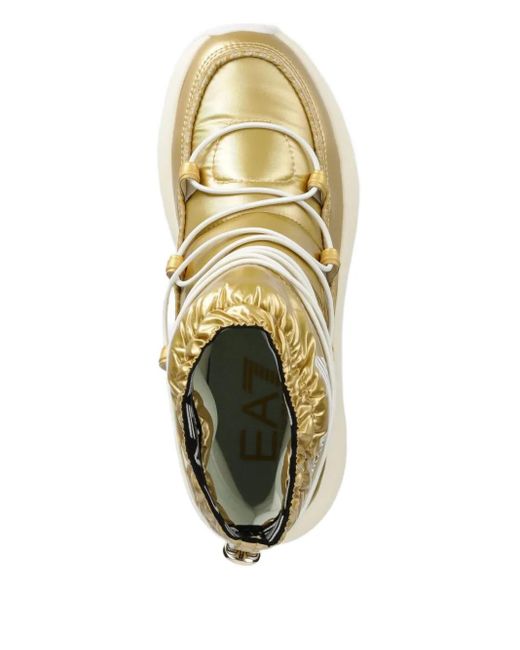 EA7 Natural Metallic Puffer Ankle Boots
