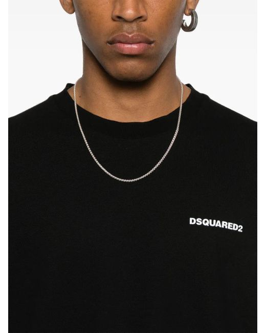 DSquared² Black Rubber Logo T Shirt for men