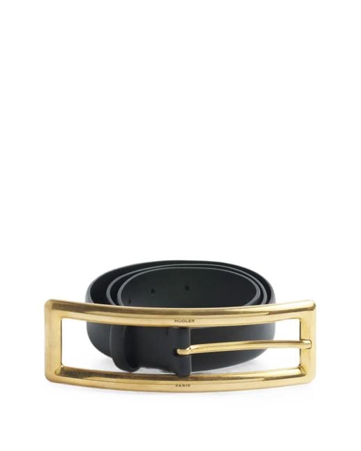 Cinturón Con Hebilla Rectangular Dorada Mugler de color Black