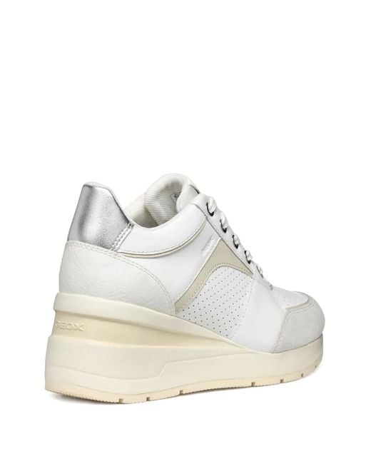 Geox White Perforated Sneakers