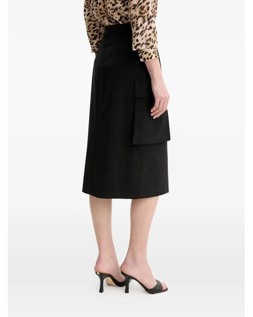 Guess Black Flap-Pocket Midi Skirt