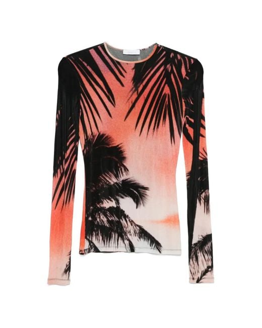 Rabanne Red Palm Print T-Shirt