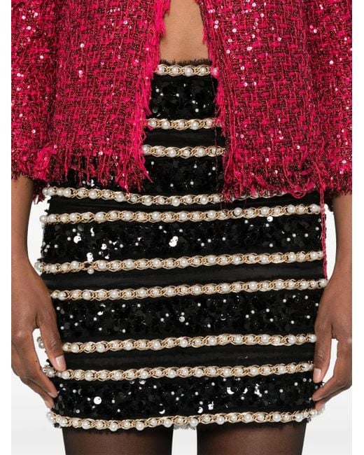 Falda corta a rayas Balmain de color Black