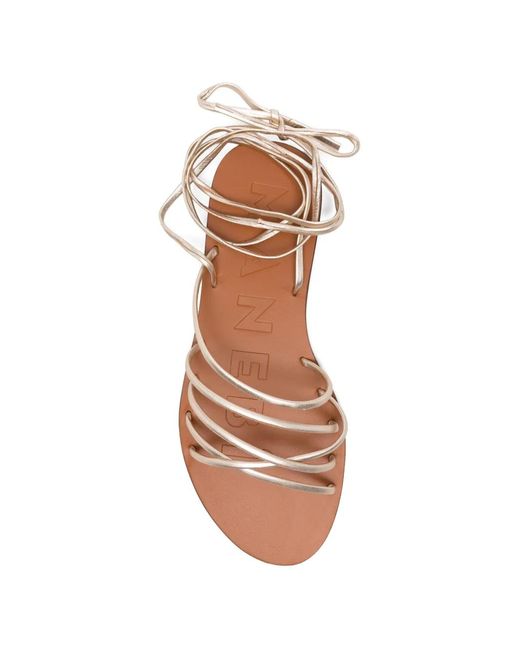 Manebí White Lace-Up Flat Sandals