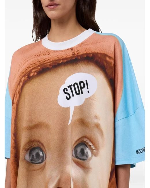 Moschino Orange Heavy Cotton Printed Dress