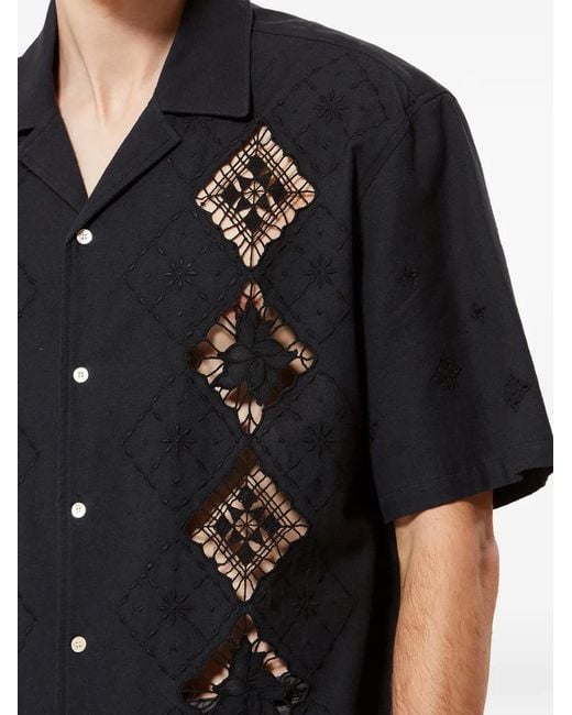 Isabel Marant Black Indy Embroidered Camp-Collar Shirt for men