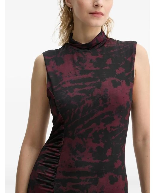 Gestuz Purple High-Neck Printed Dress