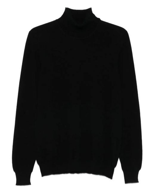 Fedeli Black Turtleneck Cashmere Sweater for men