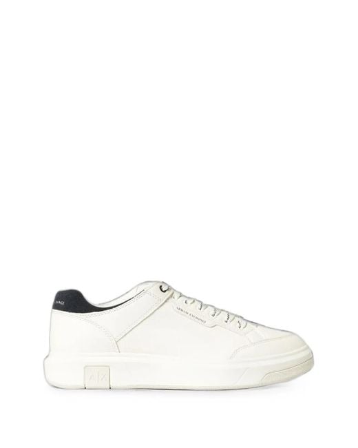 Emporio Armani White Logo-Print Lace-Up Sneakers for men
