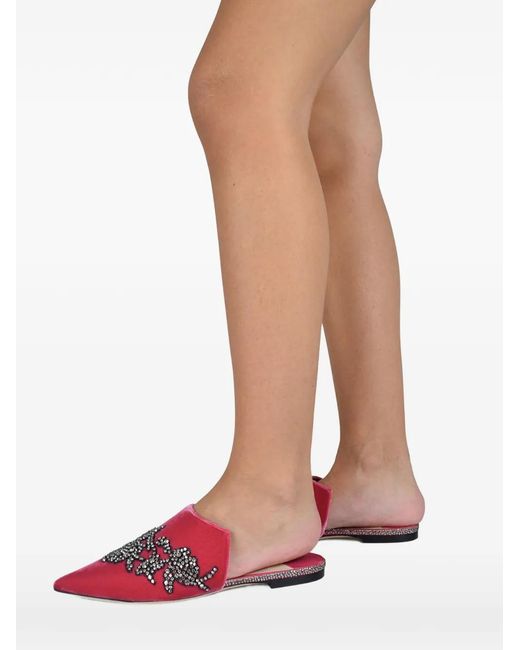 Jimmy Choo Red Rachel Crystal-Embellishment Mules