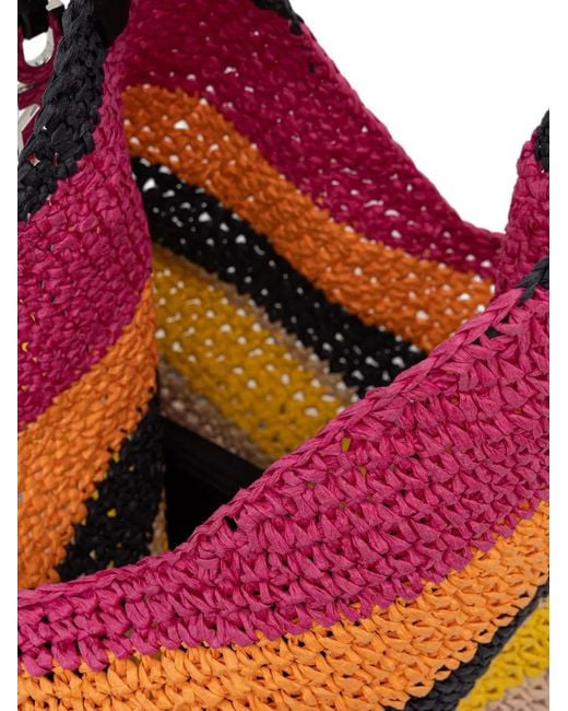 DKNY Pink Paula Striped Woven Shoulder Bag