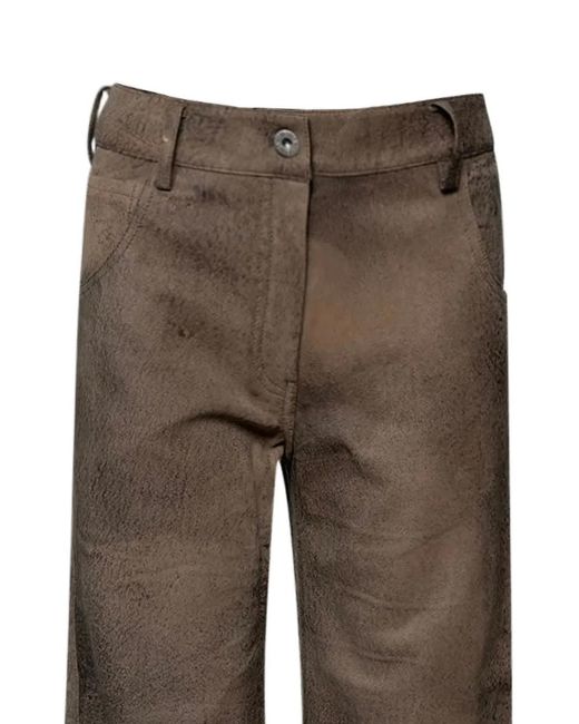 Interior Brown Textured Panel Trousers