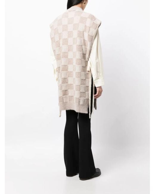 Uma Wang Natural Checkerboard-Pattern Knitted Vest