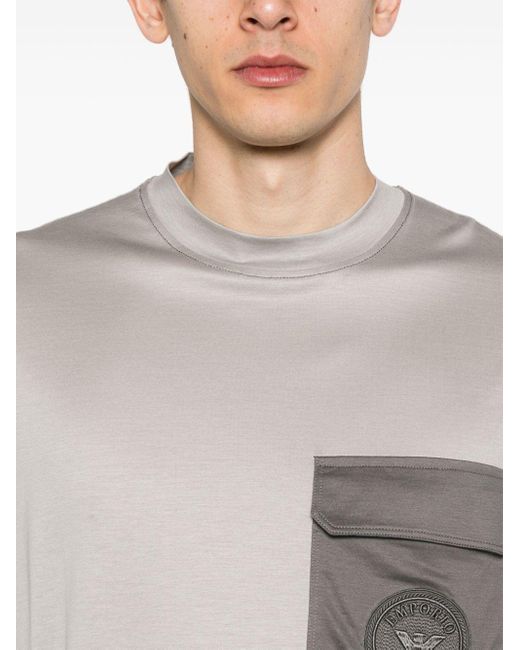 Emporio Armani T-Shirt mit Logo-Patch in Gray für Herren