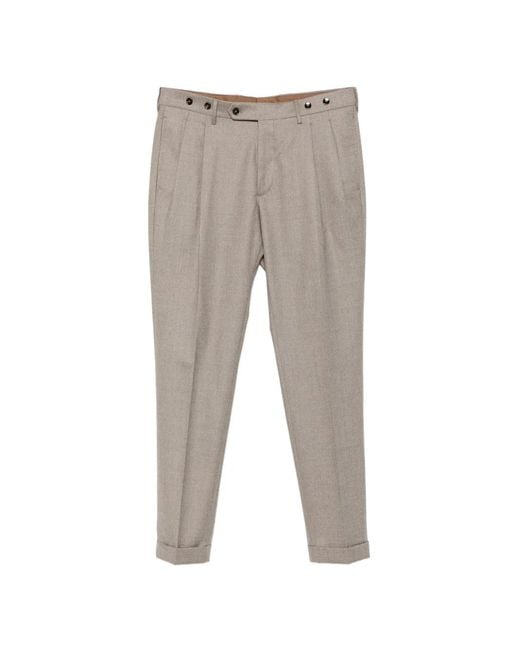 Berwich Gray Pleated Wool Trousers for men