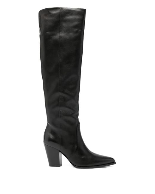 Stuart Weitzman Black 85Mm Knee-High Pointed-Toe Boots