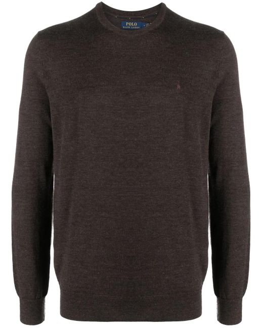 Polo Ralph Lauren Black Polo Pony-Embroidered Wool Jumper for men