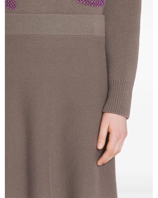 Lanvin Brown Flared Midi Skirt