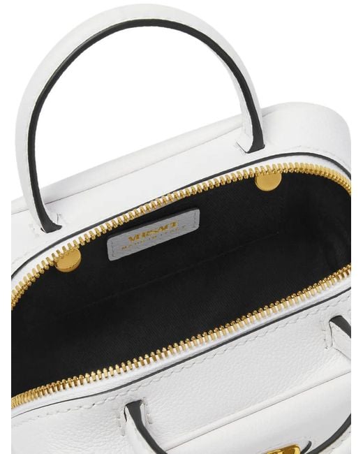 Versace White La Medusa Leather Mini Tote Bag
