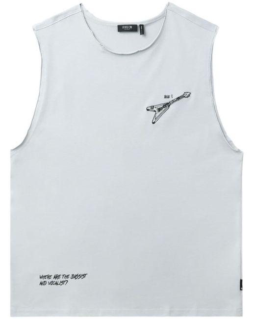 FIVE CM White Guitar-print Cotton Vest for men