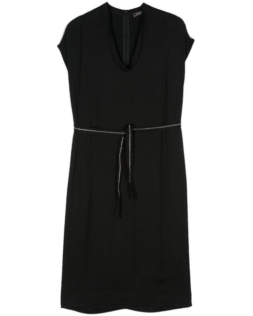 Peserico Black Bead-chain Midi Dress