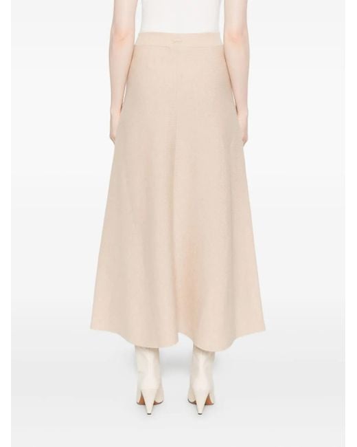Max Mara Natural Ribbed Flared Skirt