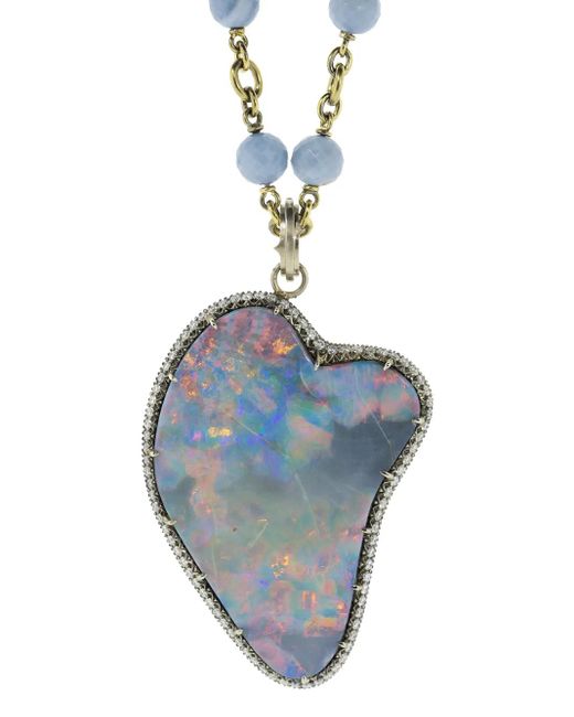 Sylva & Cie Blue 18Kt Diamond Opal Pendant