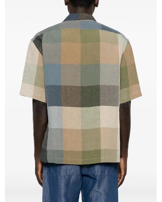 Barena Natural Galia Check-Pattern Short-Sleeve Shirt for men