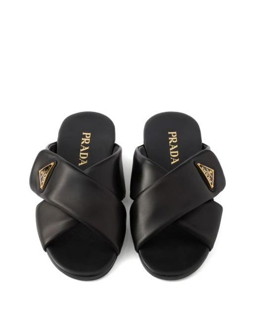 Prada Black Leahter Sandals