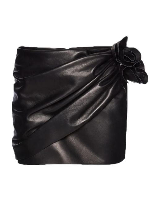 Magda Butrym Leren Mini-Rok Met Bloemapplicatie in het Black