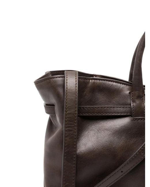 MARGE SHERWOOD Brown Grandma Buckled Leather Tote Bag