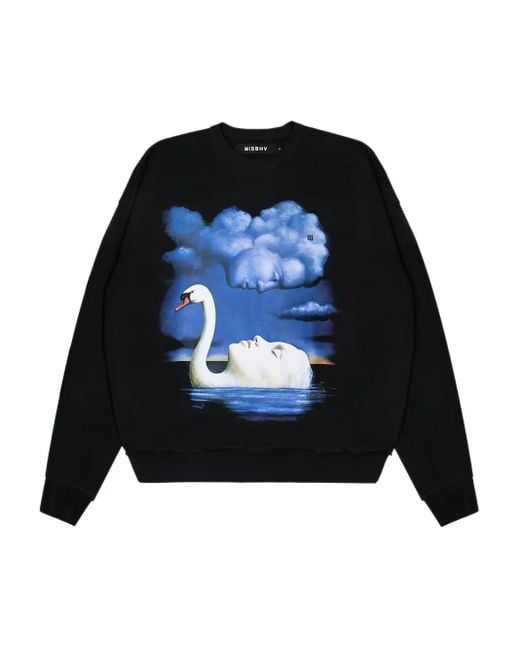M I S B H V Blue La Donna Del Lago Graphic Crew-Neck Sweater